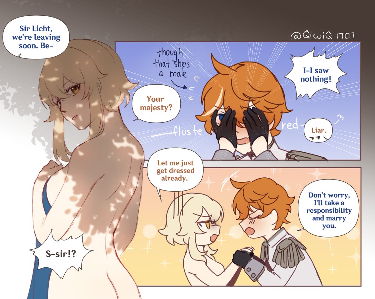 /cw: slight nudity /
6th DAY of #chilumisummer2021: knight AU
Crown prince Ajax and his knight Lumine 