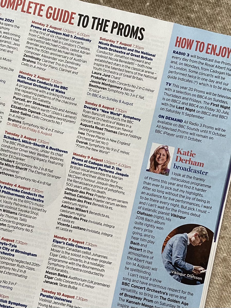 PatrickMulkern's tweet photo. In our latest issue, RT’s Complete Guide to the #BBCProms. Delighted to have put this together with contributions from @thekatiederham @PetrocTrelawny @thekannehmasons Josie d’Arby, Michael Morpurgo and a gorgeous cover by Andrew Lyons @kerinjo @RadioTimes @bbcproms https://t.co/Ln5T1ub7dS