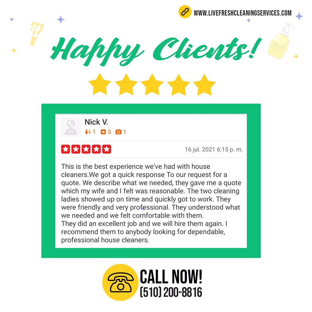 LiveFreshClean's tweet image. Thank you for letting us bring freshness to your home!

#LiveFresh #LiveFreshCS #CleaningServices #CleanHouse #Piedmont #Stockton #California