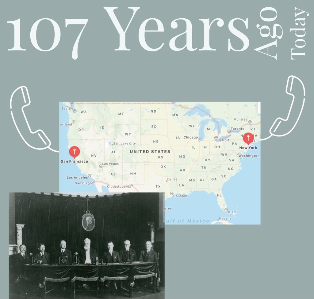 CFS_Alberta's tweet photo. The first test call took place 107 years ago today on a transcontinental telephone line between New York and San Francisco. #onthisday #testcall #tbt https://t.co/hoSN6Jhzze