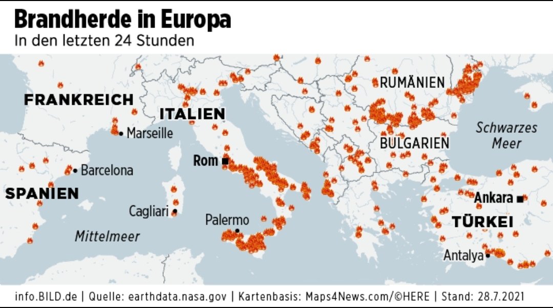 Son 24 saatte Güney Avrupa'da gerçekleşen yangınlar...