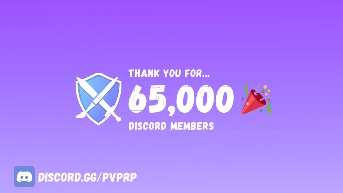 Thank you for helping us reach 65,000 Discord members! 💜

discord.gg/pvprp