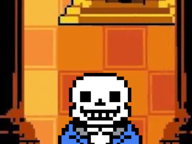 SansBased's tweet image. heh.....waiting to judge the human.....got this cool shot between pillars....papyrus is cooking spaghetti.....-s