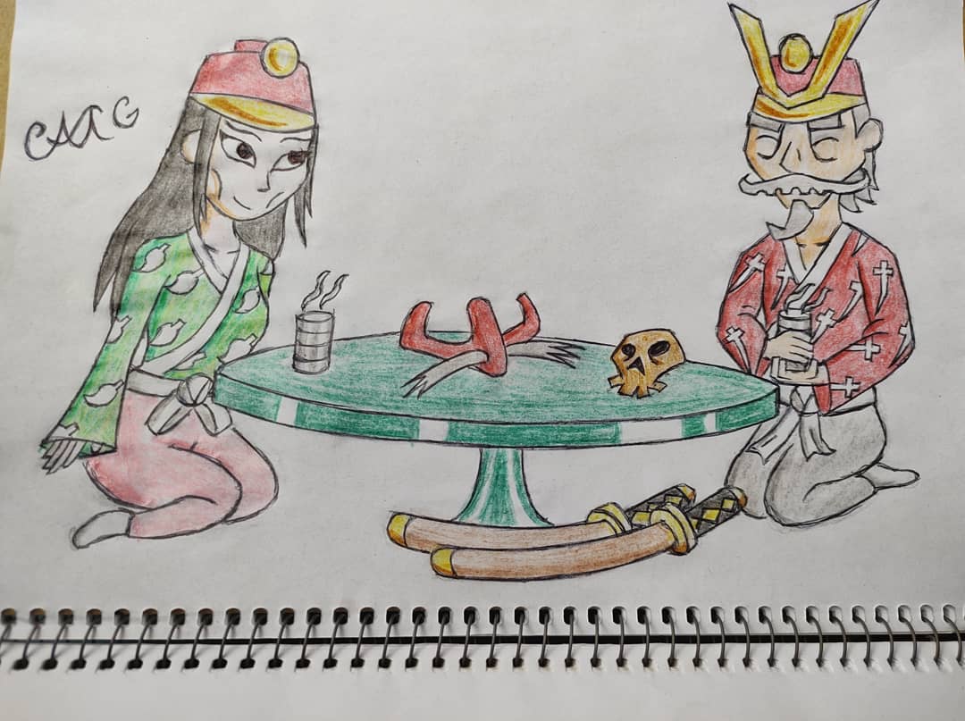 CATG78582040's tweet photo. La teniente Yoko y su esposo, el General Akamoto del juego Skulls of Shogun
Nunca vimos a Yoko como humana, pero asรญ me la imagino
#skullsofshogun #skullsoftheshogun #17bit https://t.co/bAHZrQFRh4