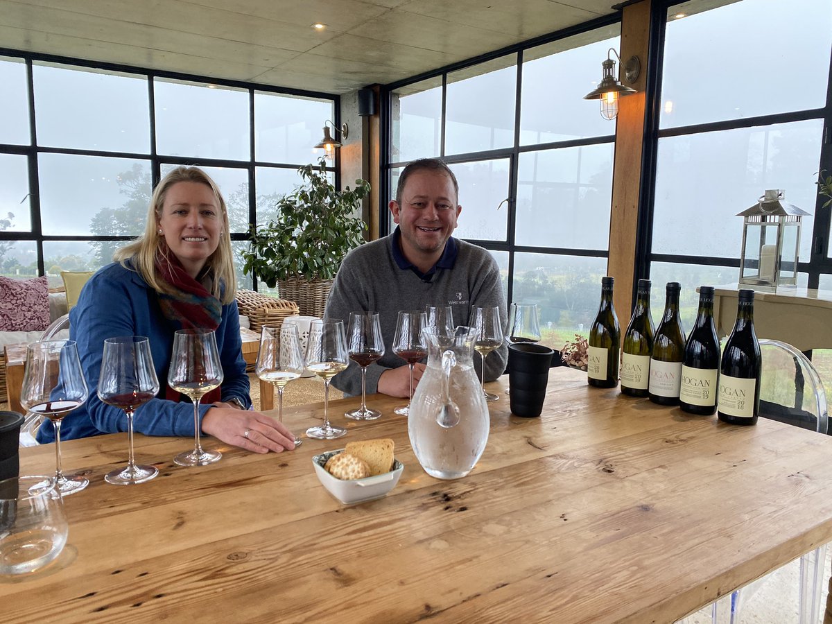 danlikeswine's tweet photo. Ghastly weather, glorious wine: tasting @hoganwines with Jocelyn at #DeZeven guest house. Catch a special episode of the show in August, including a look at very quirky addition to the range called #TheLift. #DRLW https://t.co/kNTTyfJvou