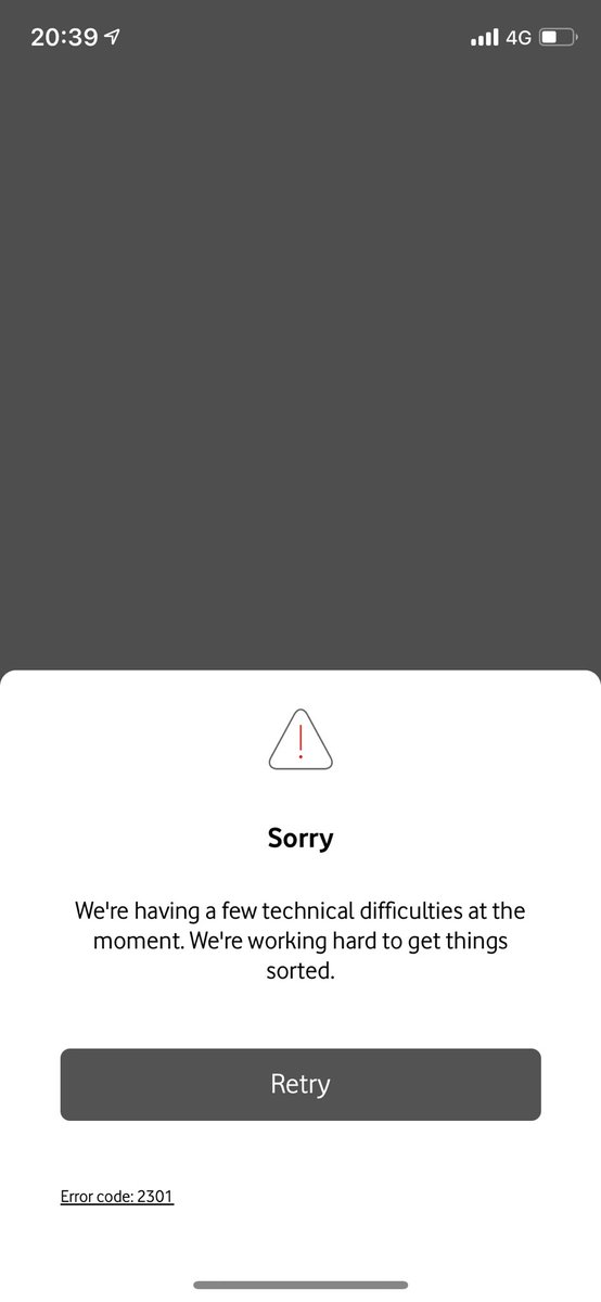 martxx's tweet photo. @VodafoneUK getting this message on my iPhone Vodafone app. Tried restarting etc https://t.co/w2lLpiMjNU