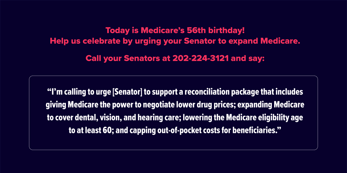 SSWorks's tweet photo. Happy 56th Birthday, Medicare!
Call your Senators today and urge them to #ExpandMedicare!
#MM56 https://t.co/fTBKA9WZQA