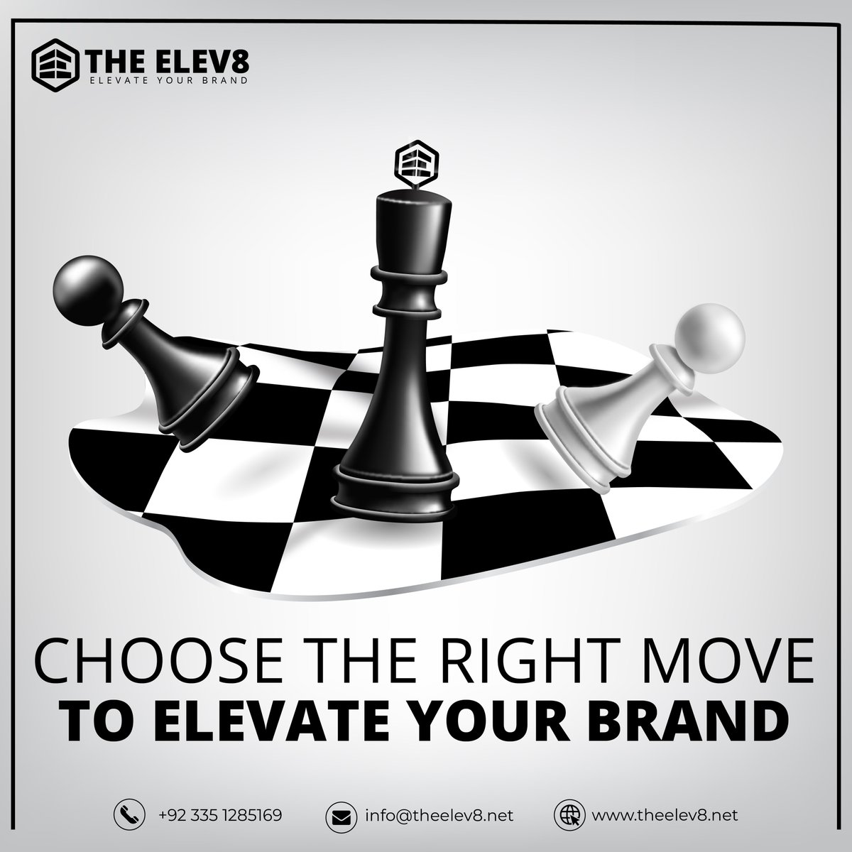Choose the right move to elevate your brand, and the right move is to Contact Us!
Start your Journey with The Elev8, Talk to us today: bit.ly/3cymi8