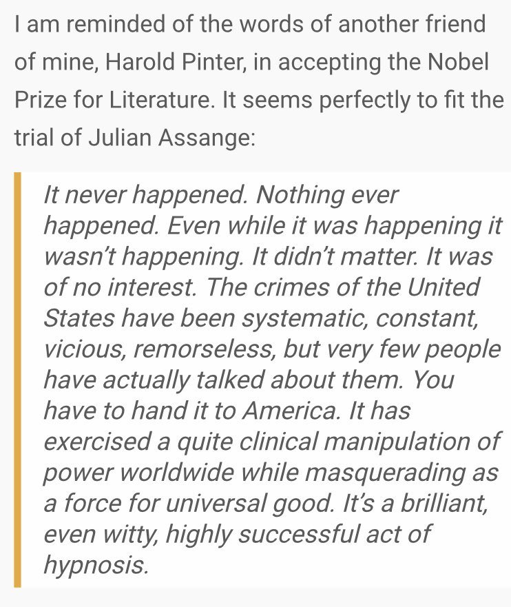 martinbray3's tweet image. ⁦@CraigMurrayOrg⁩ ⁦@cmurrayjustice⁩
#haroldpinter #assange #nobleprize

craigmurray.org.uk/archives/2008/…

craigmurray.org.uk/archives/2020/…

nobelprize.org/prizes/literat…