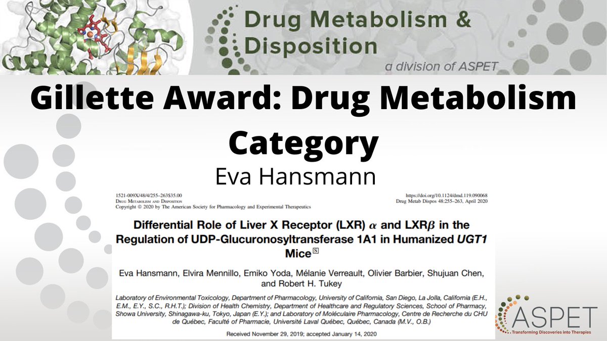 ASPET's tweet photo. Each year #ASPETDMDD recognizes two awards for outstanding papers published in 'Drug Metabolism and Disposition'. This year, Eva Hansmann was awarded in the category of Drug Metabolism! https://t.co/u4SucvSJOu https://t.co/BAeNqqDhNO