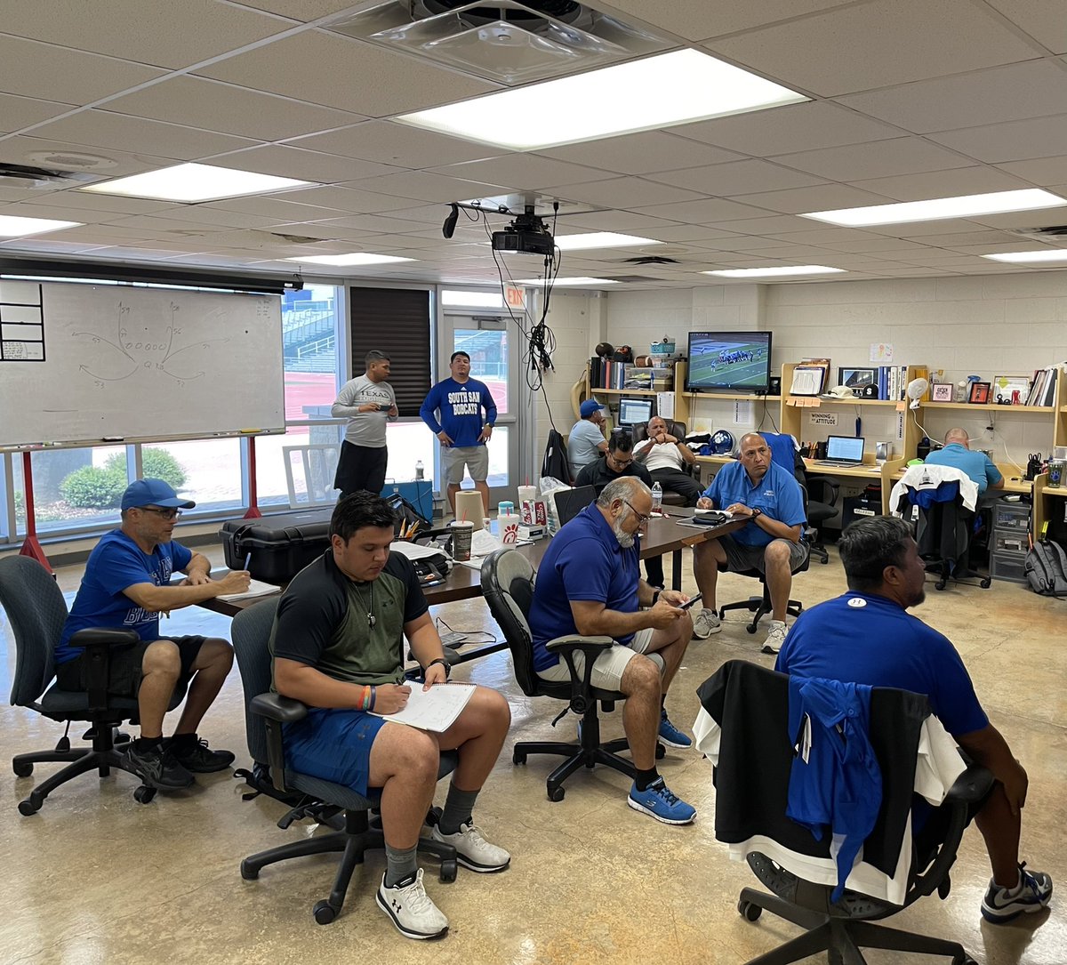 SouthSanFB's tweet photo. Our feeder middle school coaches are getting better today. Middle school athletics matters. #BobcatFamily #VerticallyAligned https://t.co/cwkAtOx5YM