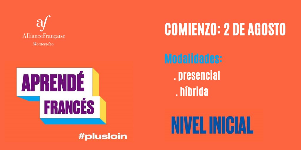 Próximo inicio de cursos para debutantes! 
Aprendé francés y llegá #maslejos

Información: recepcion@alianzafrancesa.edu.uy o 2400 05 05

#aprenderfrances #francesparaprincipiantes #estudiarfrances #cursosdefrances

@MathiasBourel @FranceenUruguay @CampusFranceUY