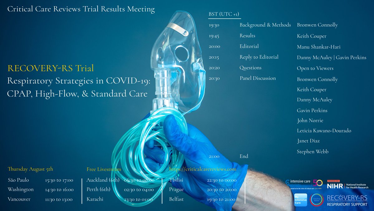Critical Care Reviews (@critcarereviews) on Twitter photo With the COVID-19 Delta wave sweeping the world, <a href="/recovery_rs/">RECOVERY-RS</a> have important results on how to manage non-intubated patients with respiratory failure. Don't miss this!
<a href="/stephen_t_webb/">Dr Stephen T Webb</a> <a href="/nuttchristopher/">Christopher Nutt</a> <a href="/kelly1_catriona/">Catriona Kelly</a> <a href="/philonfire2/">phil_on_fire</a>
Livestream supported by <a href="/EolasMedical/">Eolas Medical</a> With the COVID-19 Delta wave sweeping the world, <a href="/recovery_rs/">RECOVERY-RS</a> have important results on how to manage non-intubated patients with respiratory failure. Don't miss this!
<a href="/stephen_t_webb/">Dr Stephen T Webb</a> <a href="/nuttchristopher/">Christopher Nutt</a> <a href="/kelly1_catriona/">Catriona Kelly</a> <a href="/philonfire2/">phil_on_fire</a>
Livestream supported by <a href="/EolasMedical/">Eolas Medical</a>