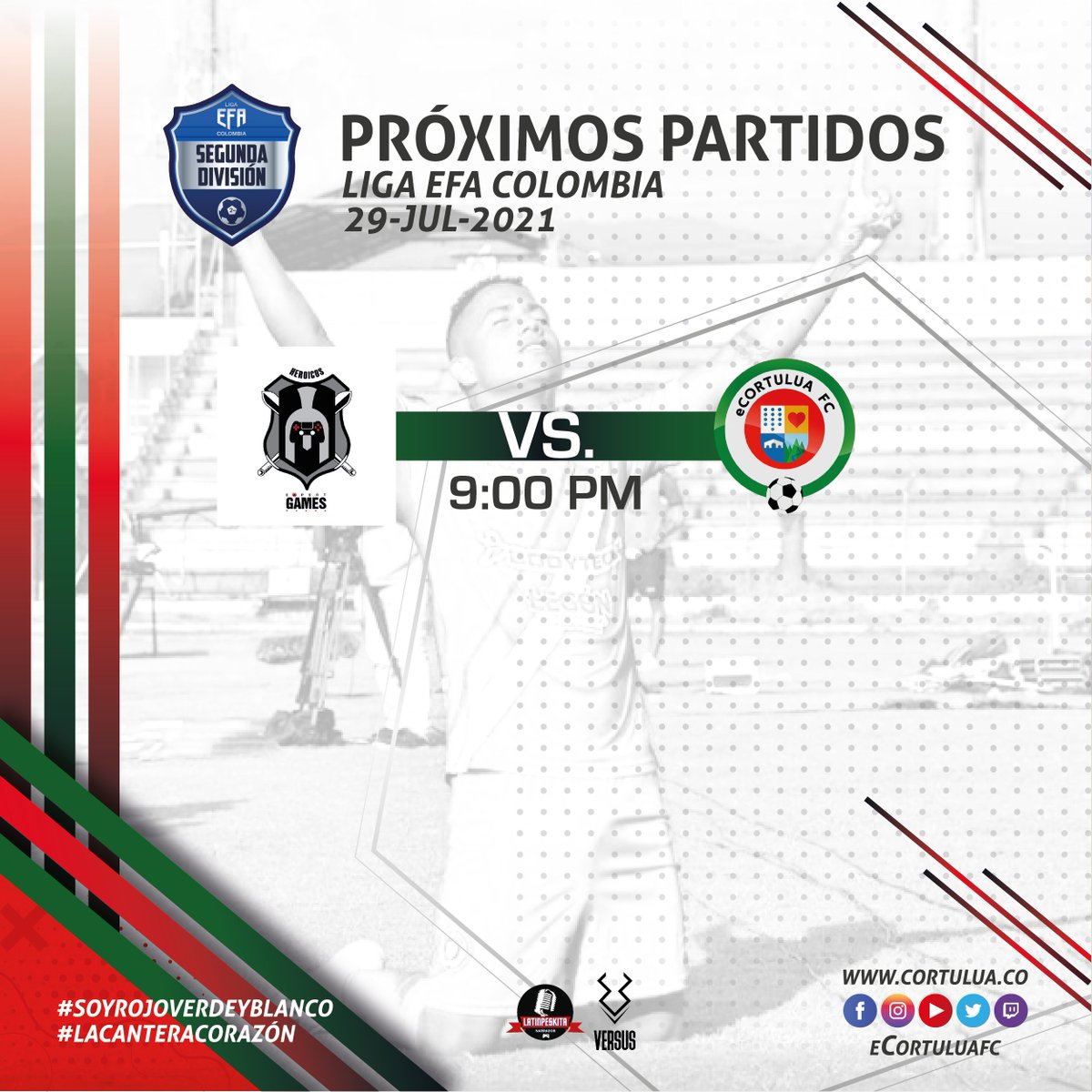 eCortuluaFC's tweet photo. Es noche jugaremos la ultima fecha de la Liga EFA Segunda División. Somos segundos en la tabla de calcificación y esperamos cerrar esta fase de esta manera.
🔴🟢⚪
#cortuluá
#equipocorazón
#soyrojoverdeyblanco https://t.co/lDgOHAU3h2