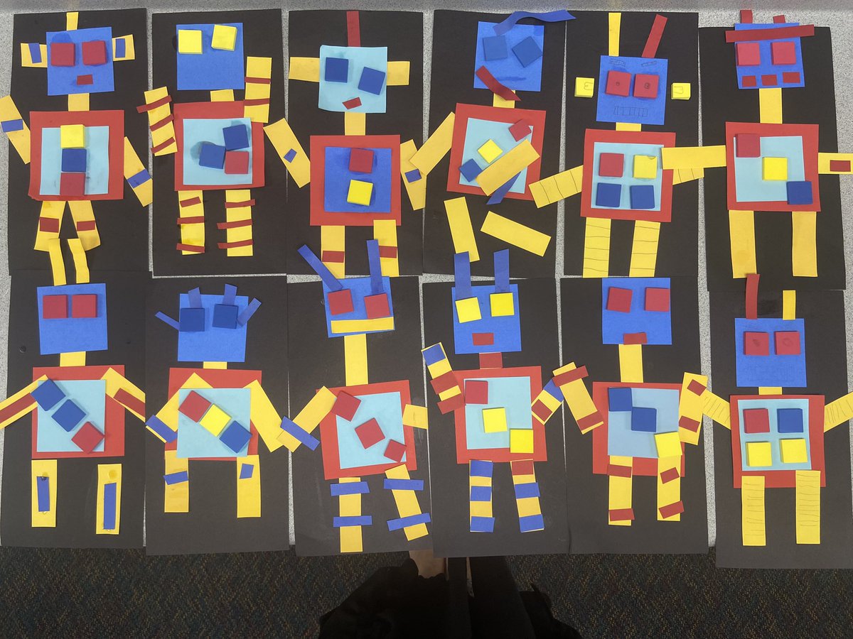 Rustic_Rainbow's tweet photo. SpEd is back in the art room! We made primary colored robots, explored materials, and imagined what our robots could do for us! @FinneyVAPA @VAPA_CVESD @bevprange #finneyelem #cvesdnews https://t.co/N9P9xhf8pO