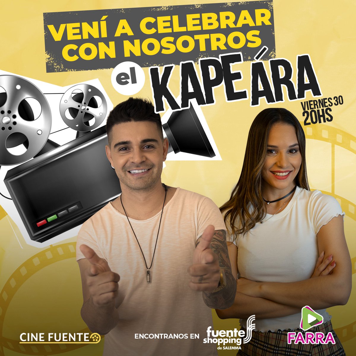 Vení a celebrar con nosotros el Kp Ara en #CineFuente

Mañana viernes estaremos en vivo desde @radiofarra con <a href="/hugobarriosd/">HUGO BARRIOS</a> y <a href="/luz_munhoz/">Luz Muñoz</a> a partir de las 08:00 PM en el patio de comidas de @fuenteshopping 

¡Les esperamos 🥳🔝!
