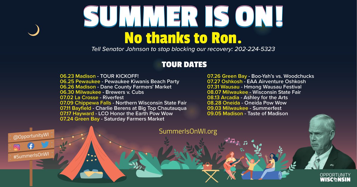 OpportunityWI's tweet photo. Join us at any of our #SummerIsOnWI stops &amp; enter to win tickets to the Packers game on 9/20. 

Disclaimer: NO PURCHASE NECESSARY. Ends at 11:59:59 PM ET on 09/6/2021. Official Rules: https://t.co/1p8pXU0uLO.  Sponsor: Opportunity Wisconsin. https://t.co/Pjd6vcTZua