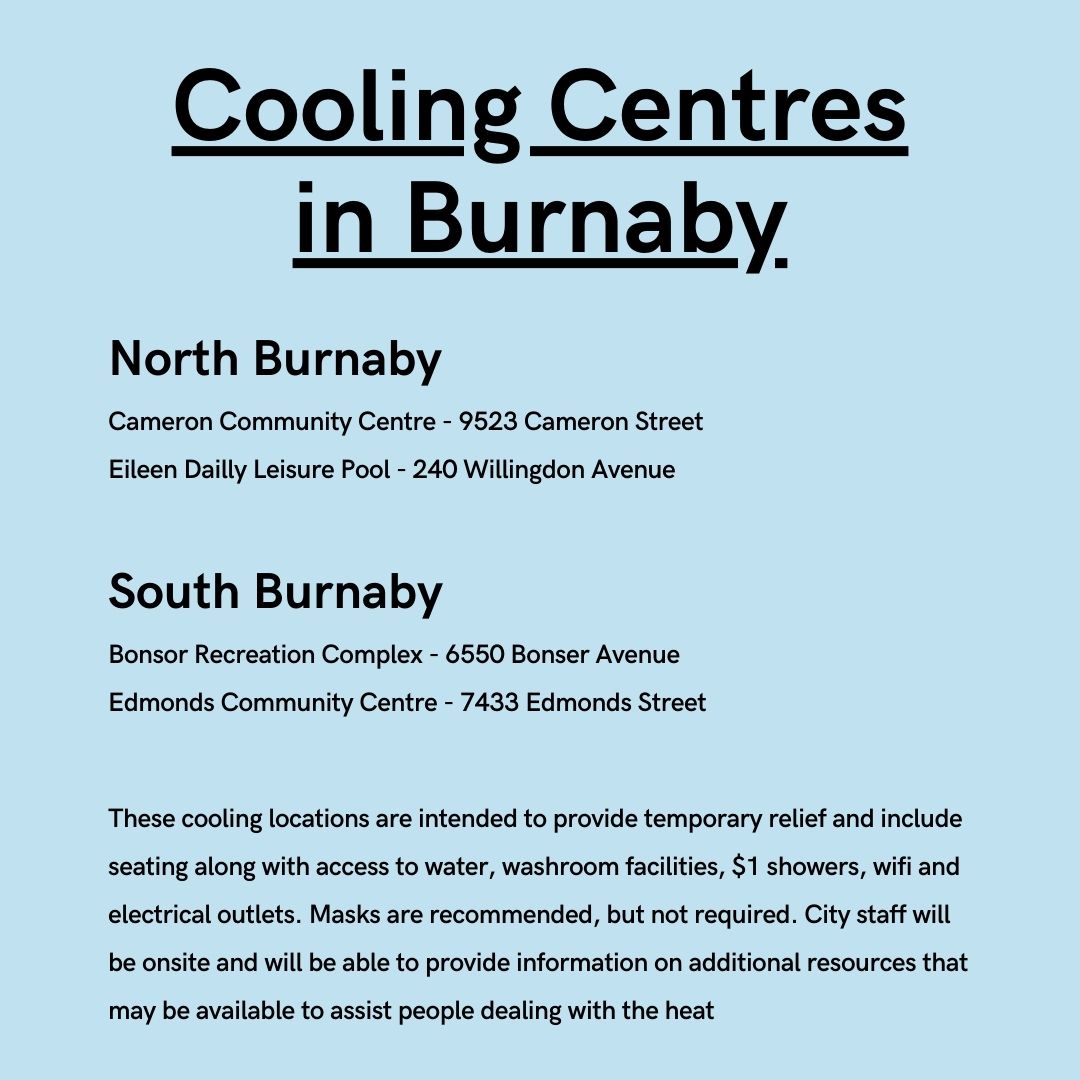 BbyServices's tweet image. With the second round of the #BCHeatWave are some tips for staying cool going into the weekend.

Big shoutout to @CityofBurnaby for providing four cooling centres!

For more information, please visit:

burnaby.ca/About-Burnaby/…

#bbyservices #bcheatwave2021