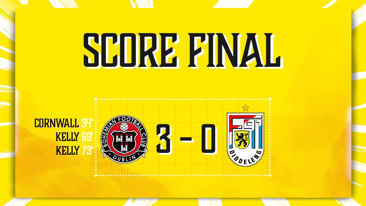 Fin du match. Le F91 s’incline sur le score de 3 buts à 0 et est éliminé d’UEFA Conference League. 

🔜 Rendez-vous dès la semaine prochaine pour le retour de la BGL Ligue !