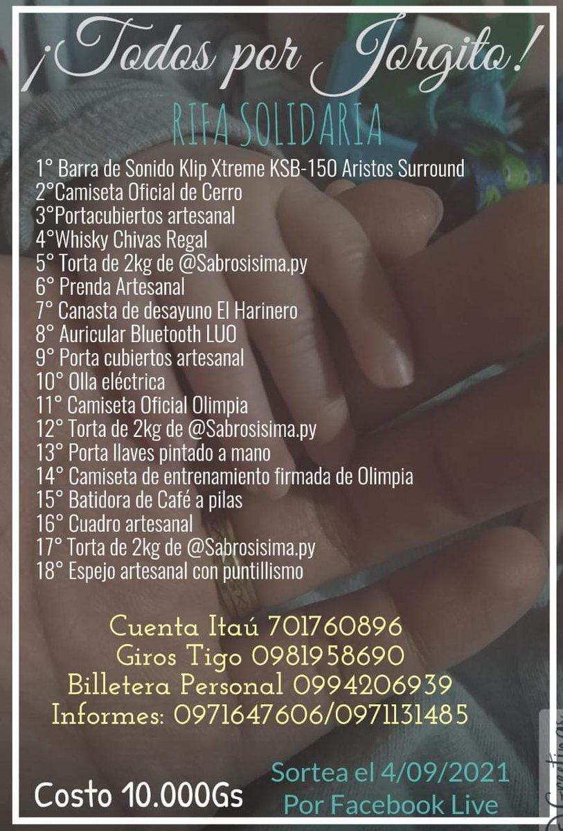 CamiiMagalii's tweet photo. Hola‼️
Comparto un poco de la historia de mi sobri Jorgito. Estamos realizando una rifa solidaria para cubrir los costos de los estudios y cirugías que necesita para mejorar su calidad de vida.
Espero puedan sumarse a la causa #todosporJorgito 🙌
RT, por favor🙏Toda ayuda suma💞 https://t.co/9a0KGGQbQ4