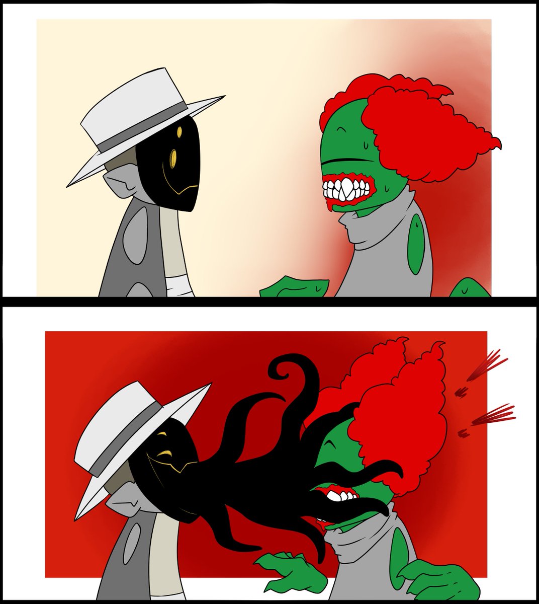 CutieManian's tweet photo. their first meeting
didn't go that well
#madcom #madnesscombat #madcomtricky #trickytheclown #madcomoc https://t.co/Rt11ynFyN8