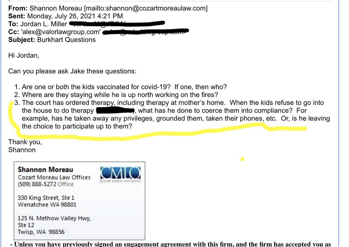 Gangster ad litem #ShannonMoreau wants dad to "coerce the children" to force them into quack discredited reunification therapy through intimidation and punishments. To be clear, this is what she WANTS him to do. And this is the person in charge of "best interest of the children"