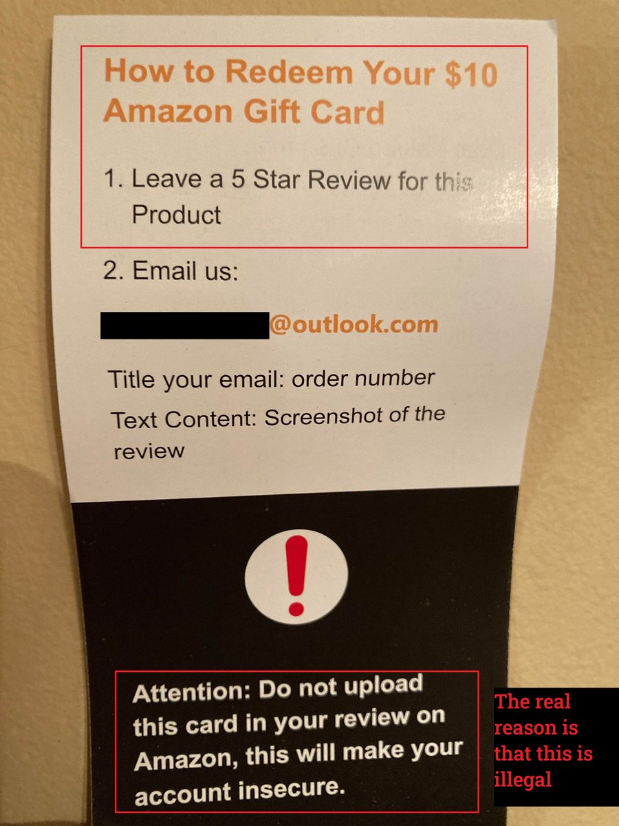 scamadviser's tweet photo. ** Amazon Reviews Scam **
As we can see from this image, there are several sellers who provide gift cards in exchange for five-star reviews. This is an unfair manipulation of reviews that goes against Amazon's policies.
#FakeReviews #ScamAlert #Amazon #ReviewScam #FakeReviews https://t.co/syhK4gH5Qy