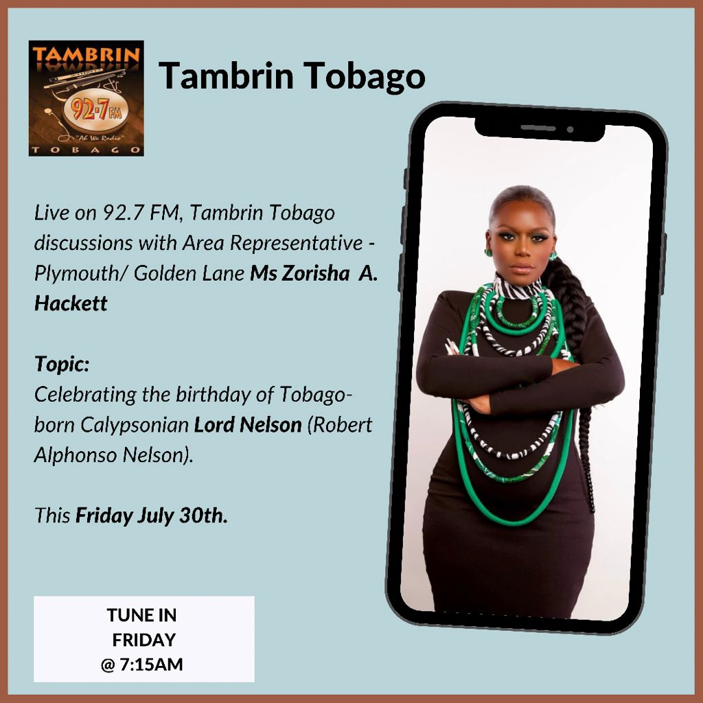 927fm's tweet photo. Zorish Hackett live on Radio Tambrin 92.7fm  Friday 30th July 7:15am #WakeUpTobago https://t.co/OU6R9YsIyO