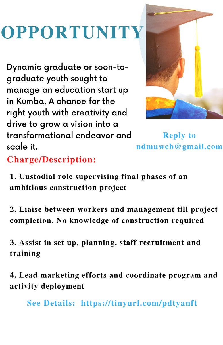 Sconevoice1's tweet photo. Opportunity   https://t.co/IGE91kCxZn
Dynamic graduate or soon-to-graduate youth sought to manage an education start up in Kumba. A chance for the right youth with creativity and drive to grow a vision into a transformational endeavor and scale https://t.co/wPU5L8WwyW https://t.co/OHW7lYR5mL