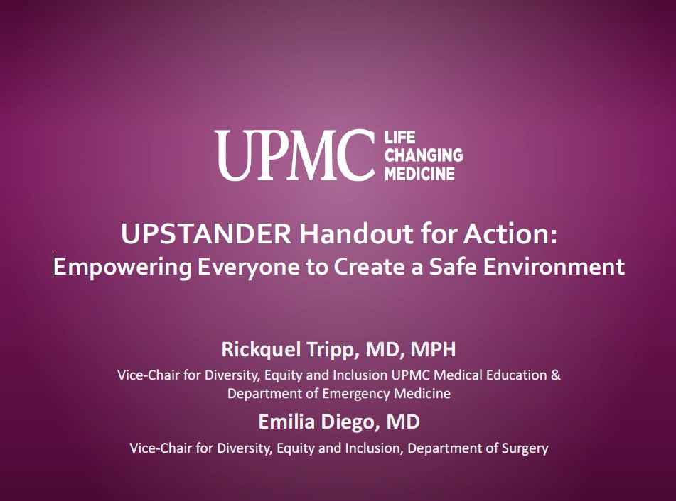 UPMC GME Diversity, Equity, and Inclusion (DEI) on Twitter "Drs. Tripp and Diego lead Upstander
