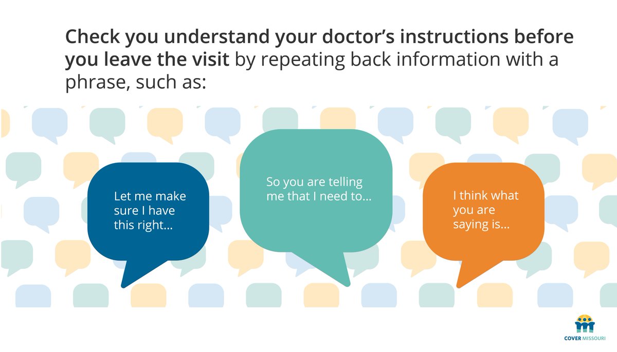 What did the doctor say? Repeat back information in your own words to check you understand what the doctor said. #TeachBack