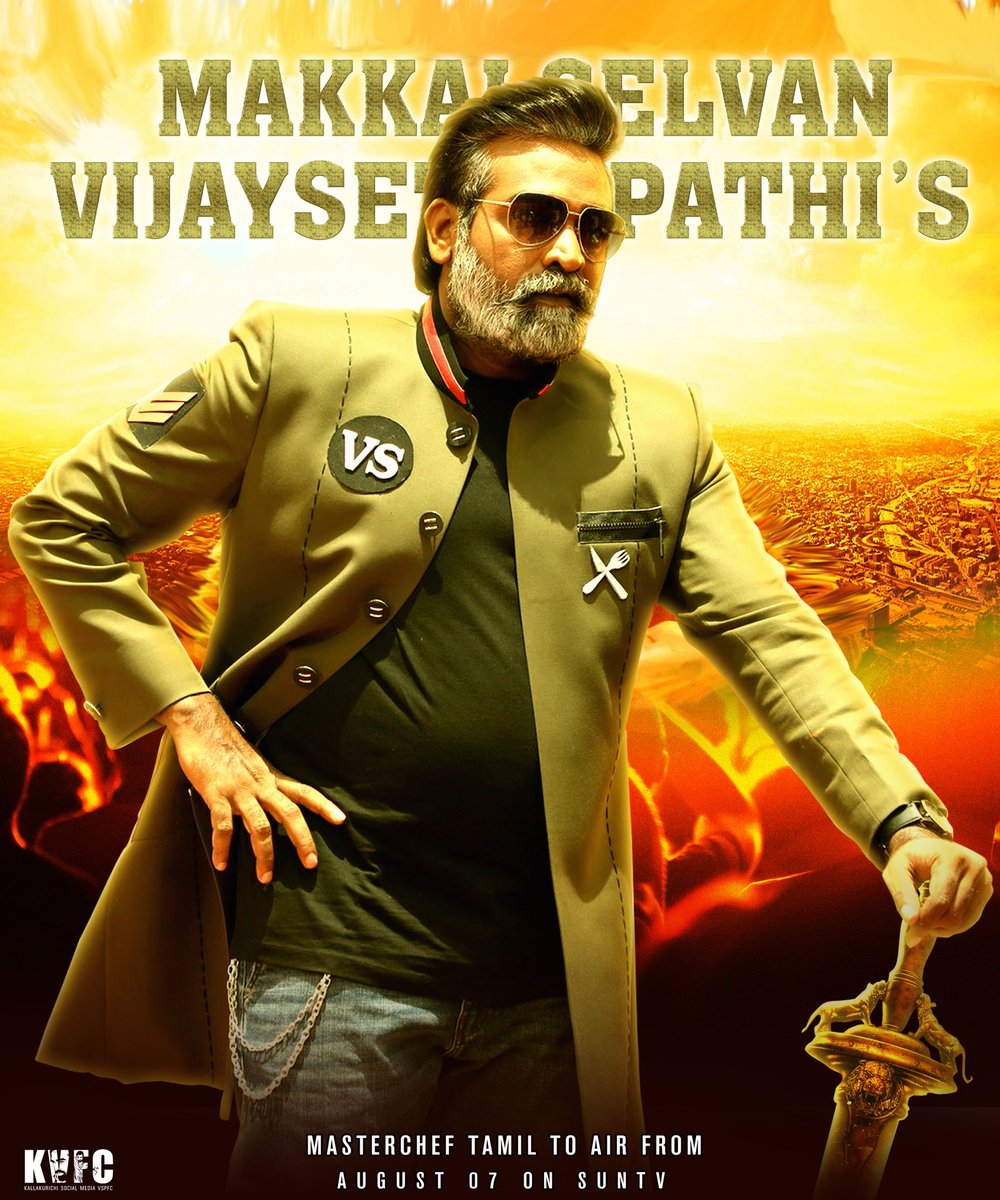 Pugal_VSP's tweet photo. #MasterChefTamil Exclusive fan made💥
#Makkalselvan @VijaySethuOffl's
Tamil to air from Aug 07 on @SunTV
.
@MakkalSelvanFC @kumaran_VSP @Suganji3 https://t.co/WcHmcI3RSJ