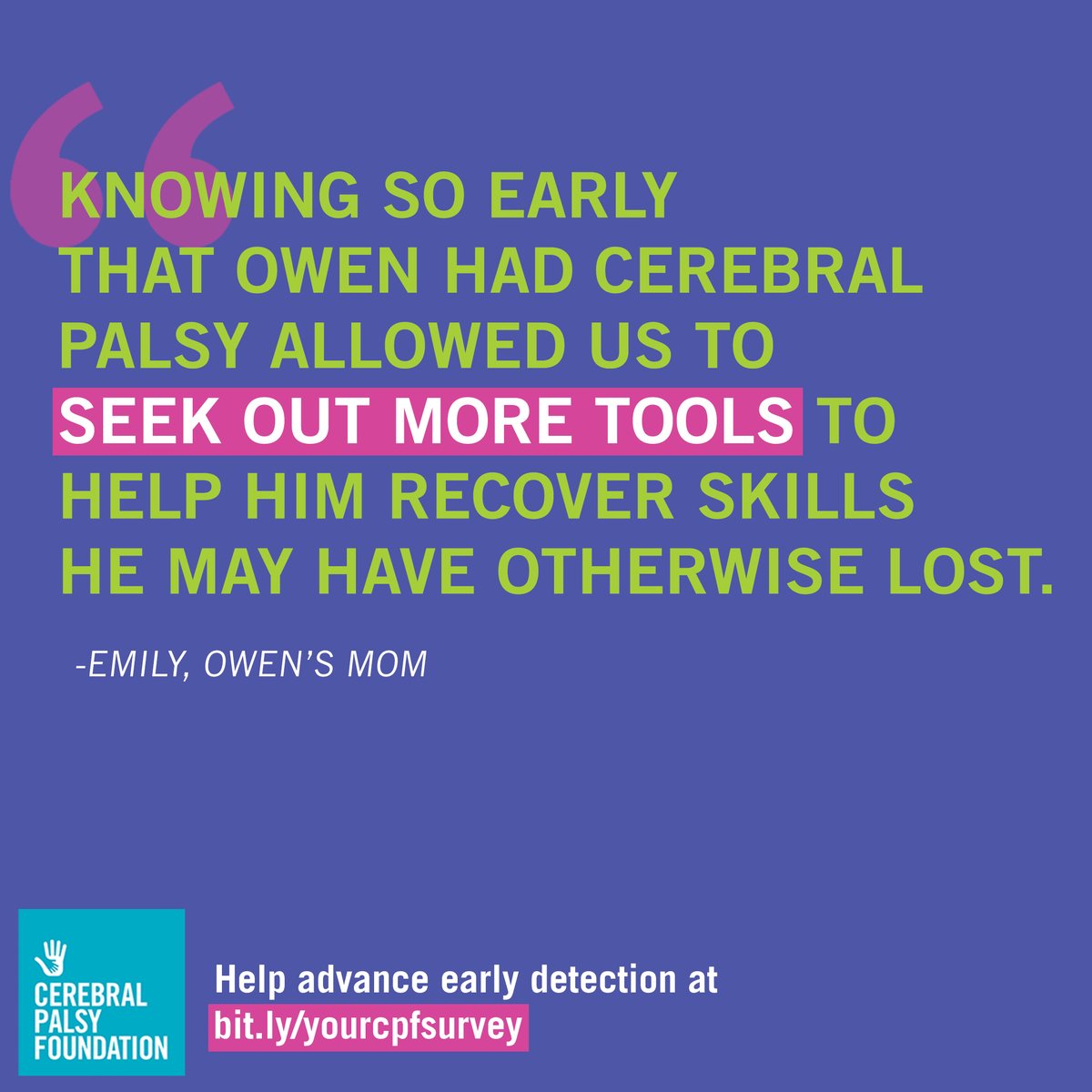 yourcpf's tweet image. Early detection of #cerebralpalsy can make a huge difference, but our work doesn&apos;t stop there - we need more #CPResearch across the lifespan too.

Take the CP Community Survey to tell us what info you&apos;re looking for; your answers can shape the future!

bit.ly/yourcpfsurvey