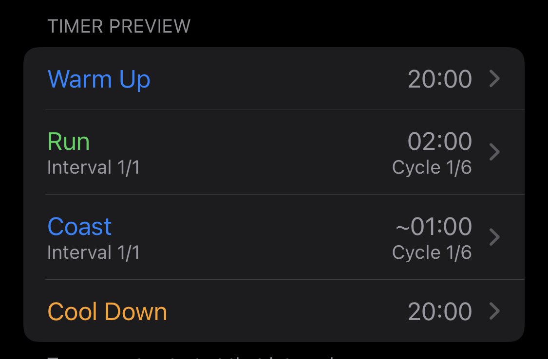 jobbies's tweet photo. @IntervalsPro where can I turn off the extra time? After searching high and low can’t find any settings for it. Shows up between my run and coast intervals. https://t.co/sAdG7zzXS3