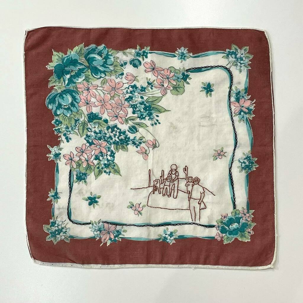 seasoncz's tweet photo. Allison Manch, Tucson, 2020, embroidery on vintage handkerchief, 10.5 x 11 inches, $500. Currently showing in GOLDEN EYEDROPS, which closes this weekend  hope you see you soon. @manchdressing #allisonmanch #season #seattle #embroidery #tucson #goldeneyed… https://t.co/vXTYqPDvum https://t.co/Si7CZ3EZH9
