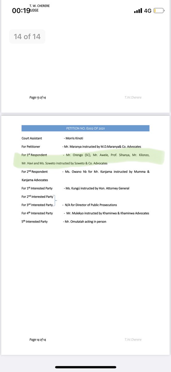 On 29.1.2021 High Court issued an ex-parte order restraining continued occupation of offices of Deputy Chief Justice of Kenya, Judge of Supreme Court, Member of <a href="/jsckenya/">Judicial Service Commission Kenya (JSC)</a> etc by Deputy Chief Justice. <a href="/jsckenya/">Judicial Service Commission Kenya (JSC)</a> opted for silence. <a href="/DCI_Kenya/">DCI KENYA</a> and <a href="/ODPP_KE/">Office of The Director Of Public Prosecutions</a> are now arresting Judges.