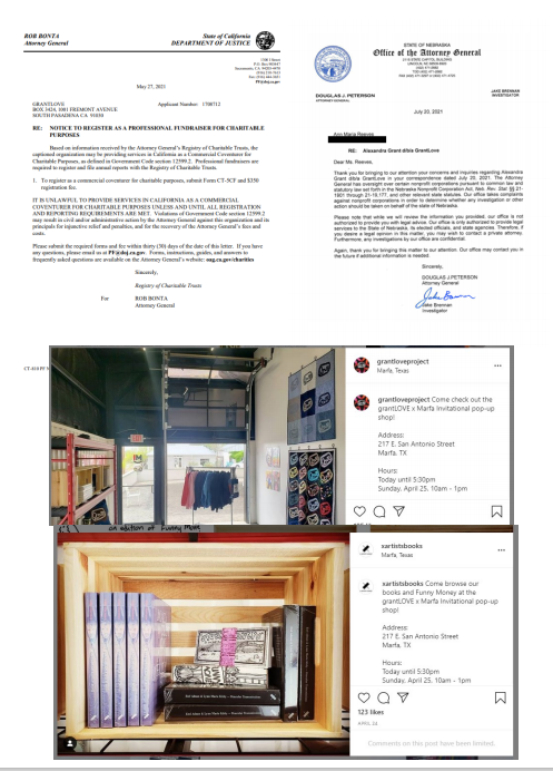 AnnMariaReeves's tweet photo. 👉Below is #MarfaInvitational commenting past 2 days of #AlexandraGRANT Instagram posts: #MarfaInvitational2022 dates are being announced soon... Online #KeanuReeves suspect that is the reason why #Marfa is posting on GRANT'S account, and why we filed with Texas AG today.👮♀️Eve👇. https://t.co/Mxlq47kC9S