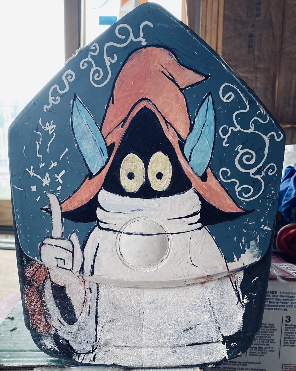 cruelmelodyband's tweet photo. I can finally say I’m happy with my lunch cooler. Sorry Spider-Man, Orko is up. #drawing #art #artist #artistic #orko #orkodrawing #heman #motu #mastersoftheuniverse #skeletor #spiderman #mattel #igloo #customcooler https://t.co/CWfztd3KIu