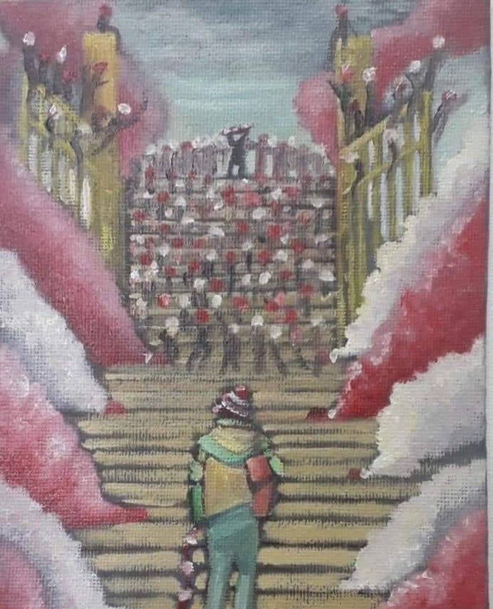 HelenDev's tweet image. Liverpool artist Alan Murray painting called 'And They Waited' YNWA #97 #LiverpoolFC #Hillsborough