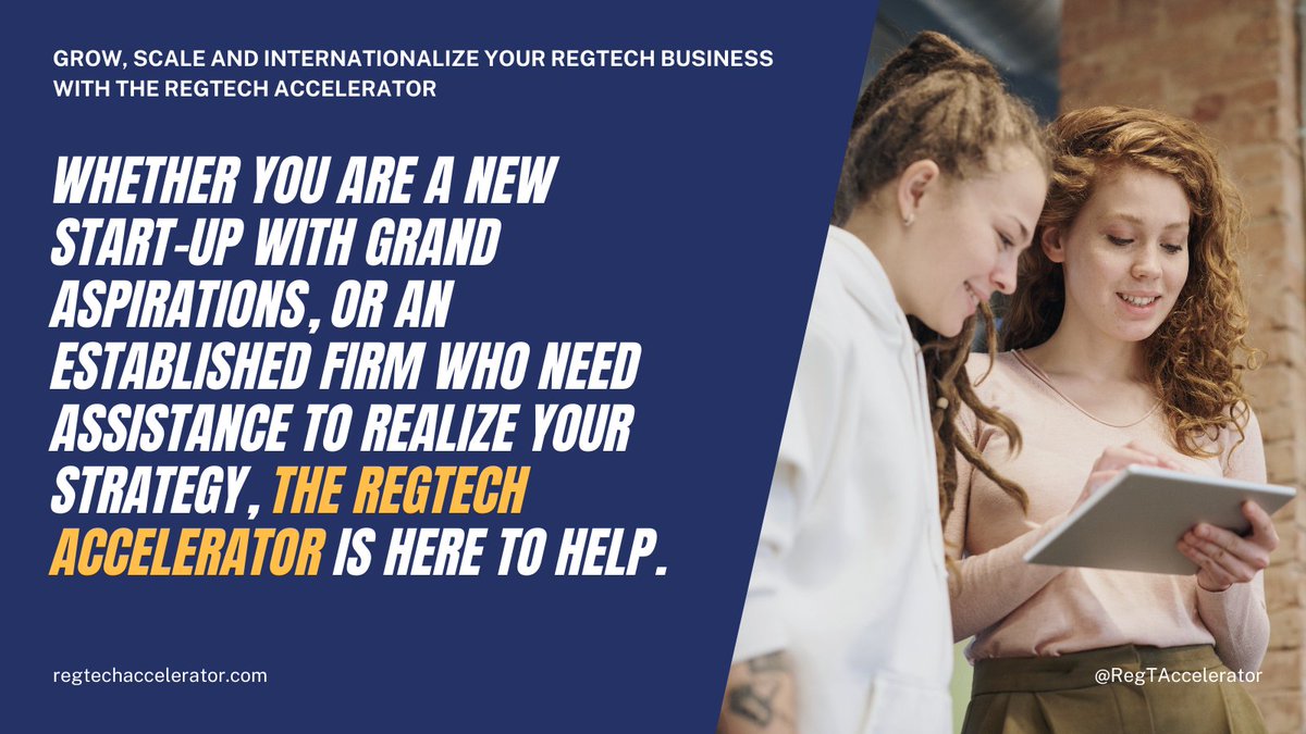 Technocelerator's tweet image. Whether you are a new #startup with grand aspirations, or an established firm who need assistance to realize your #strategy, the RegTech Accelerator is here to help.

Grow, scale and internationalize your #RegTech Business with the #RegTechAccelerator

regtechaccelerator.com