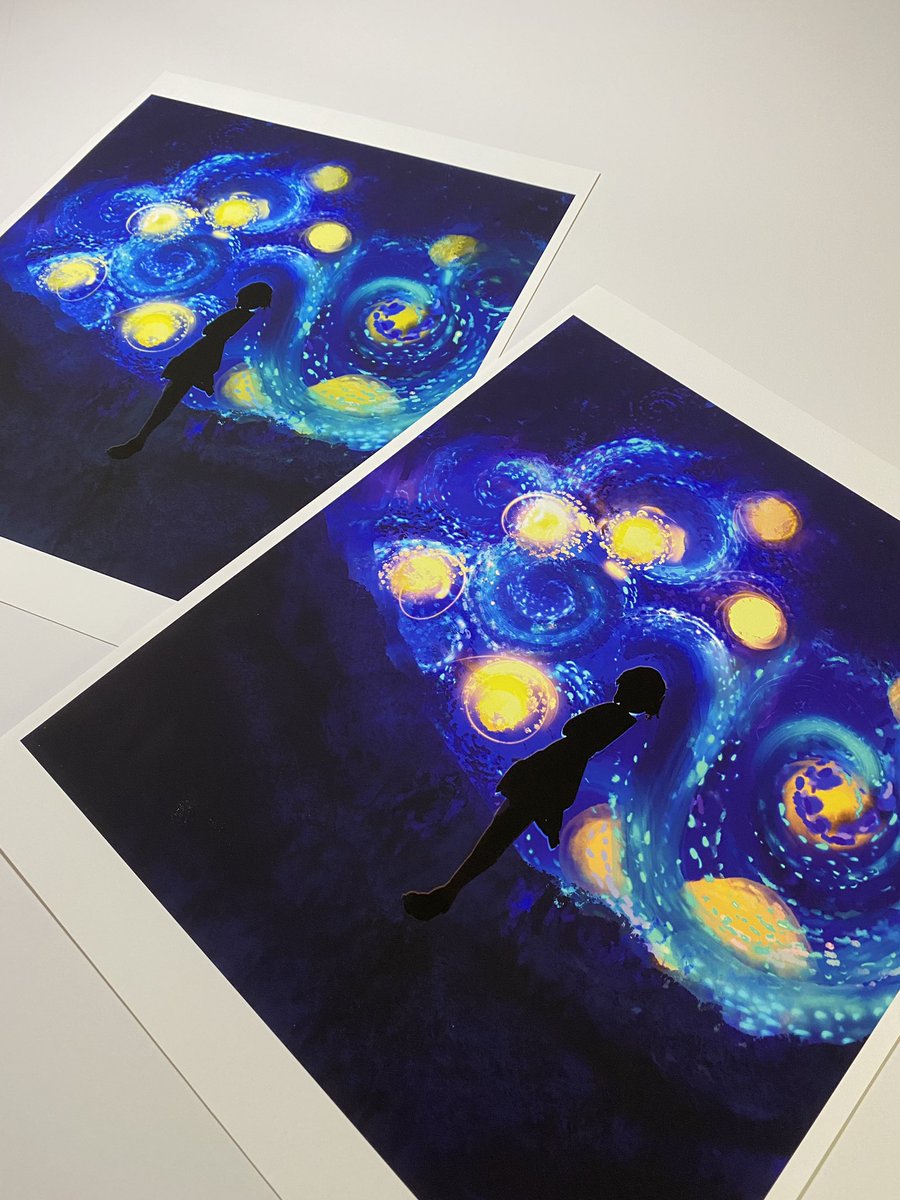 Marco_Nabi's tweet photo. “Starry night” ⭐️🌌

Prints are now available on my Etsy store 💫 
Each print is 11”x14” inches and signed. 
Both color variations are available, just use the drop down menu on the listing to choose which one you’d like! 
#nabiart #marconabi #digitalart #starrynight https://t.co/fLONcA7Dmn