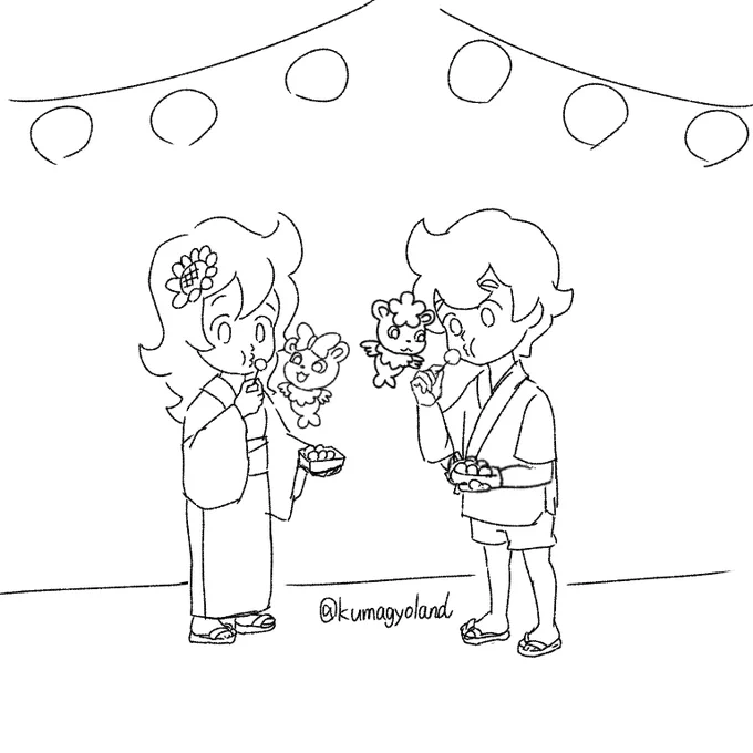 #ラフ画  #夏祭り  #たこ焼き  https://t.co/dwn1CoszaN 