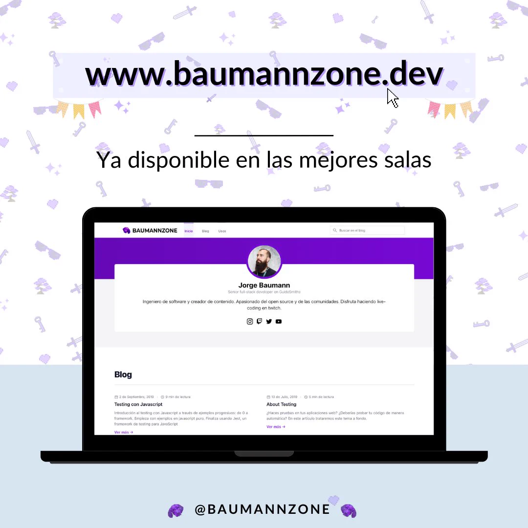 captura de pantalla de la nueva web personal de baumannzone