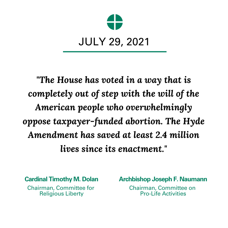 .<a href="/CardinalDolan/">Cardinal Dolan</a> and Archbishop Naumann respond to the House vote to force taxpayers to fund elective #abortions. Full statement: ow.ly/2qib50FGGtB #HydeAmendment