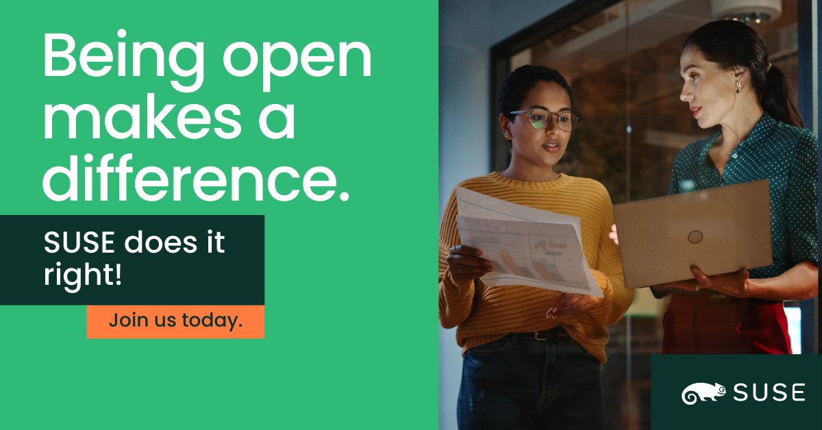Datalounges's tweet image. Want to work at a truly open company? Now is the time! 

SUSE’s Engineering team is growing and they have many opportunities for Engineers, Security Experts, Cloud Specialists and more. #ChooseOpen and #CodeOpen with #SUSE.

#SUSECollective infl.tv/jNAh