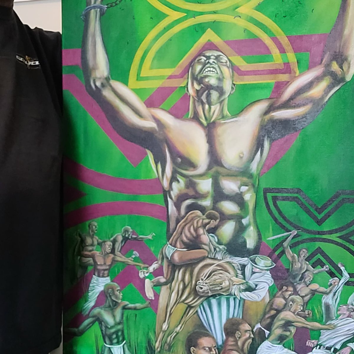 Highcreator1's tweet photo. Finish this acrylic painting interpretation of Sebastian Lemba and the Rebellion he started in 1547 in Santo Domingo. Freedom, emancipation and Independence in the America. Now I got to jump right on another illustration and then another painting. https://t.co/XcT5MQYuY2