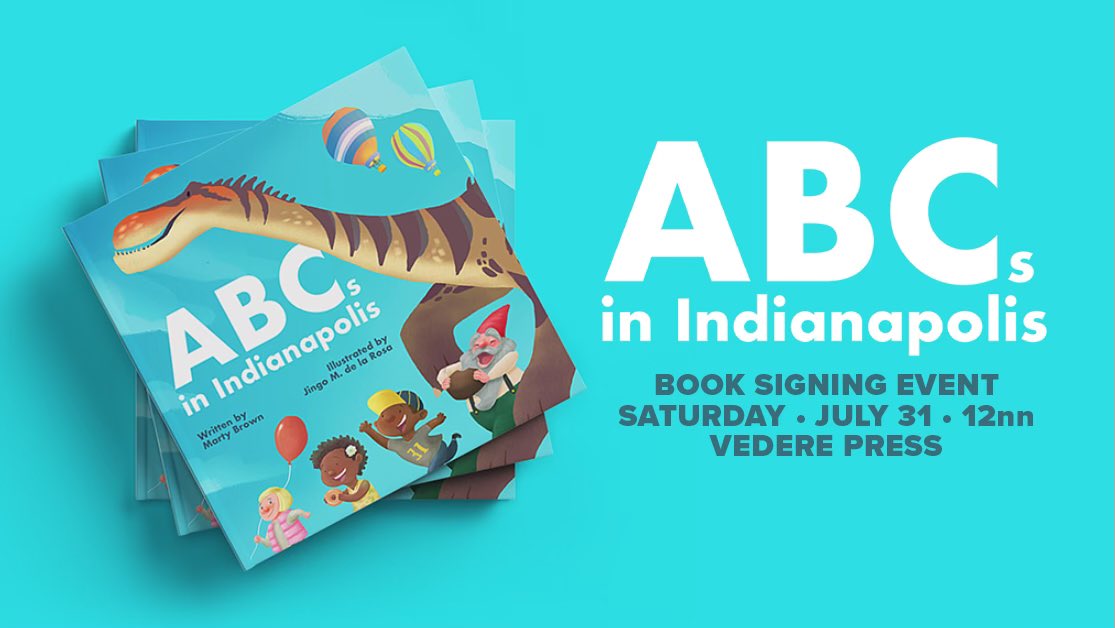 “ABCs in Indianapolis” book signing event this Saturday 12 noon-3PM at Vedere Press (753 Mass Ave). Jingo de la Rosa and I will be there signing books and offering books for sale.  See you Saturday!!!