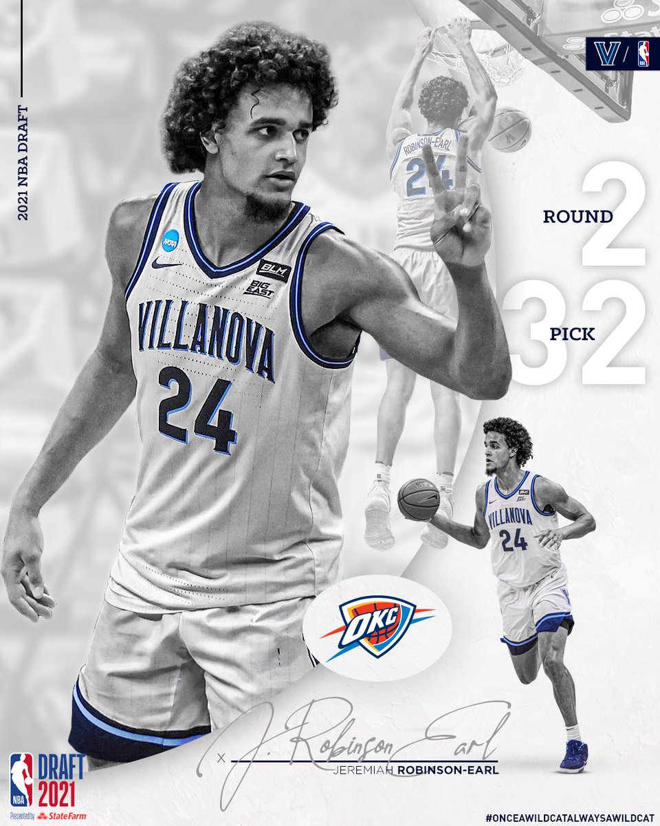 The <a href="/okcthunder/">OKC THUNDER</a> are lucky to be getting a high-character , hard working young man . @JCREarl is ready to compete at the next level in the <a href="/NBA/">NBA</a> . <a href="/NovaMBB/">Villanova MBB</a> and the entire NovaNation are very proud of you !! #OnceAWildcatAlwaysAWildcat