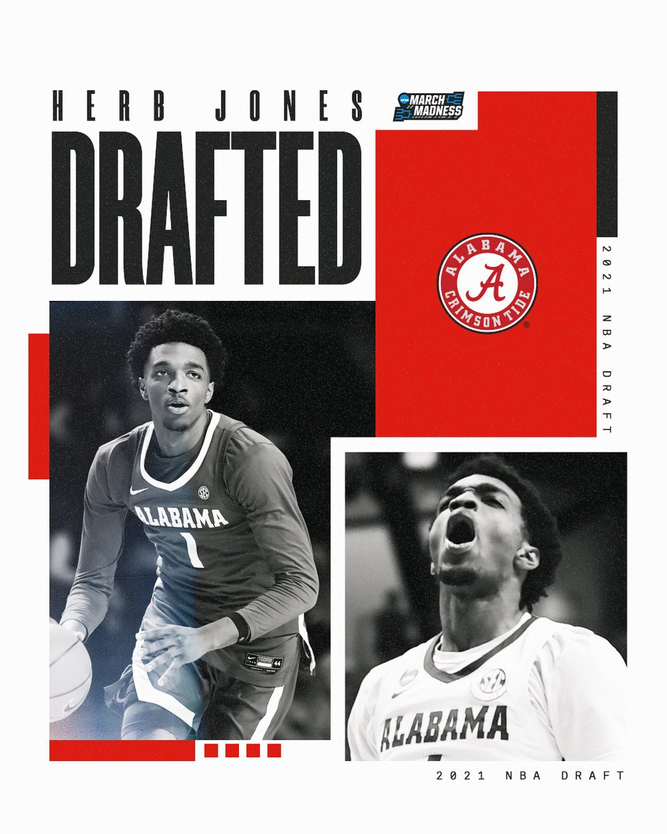 MarchMadnessMBB's tweet photo. The SEC PoY and @AlabamaMBB standout is taking his talents to the Pelicans! 🐘 

Congrats, Herb Jones (@_hoopinglife) #NBADraft https://t.co/SnPiHKVbko