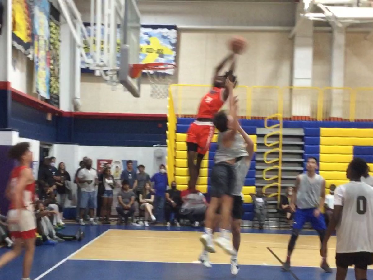 Ralph Martino II, 2023, flying through the air for a 2 handed flush!  Elbows above the rim and head at the rim!  Recruiters/Scouts, look OUT!  You should have been there!  The gym erupted!!!